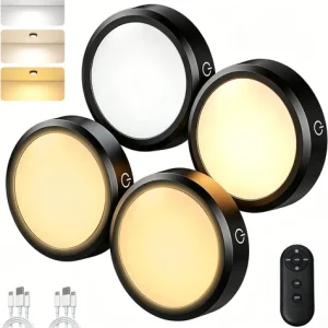 Puck Lights with Remote Control Rechargeable, Full-Screen Wireless LED under Cab