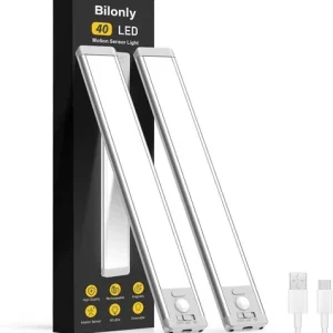 Motion Sensor Light Indoor 2 Pack 1800mAh USB-C Rechargeable Under Cabinet